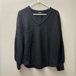 BTFBM Women’s Ribbed Long Sleeve V-Neck‎ Shirt